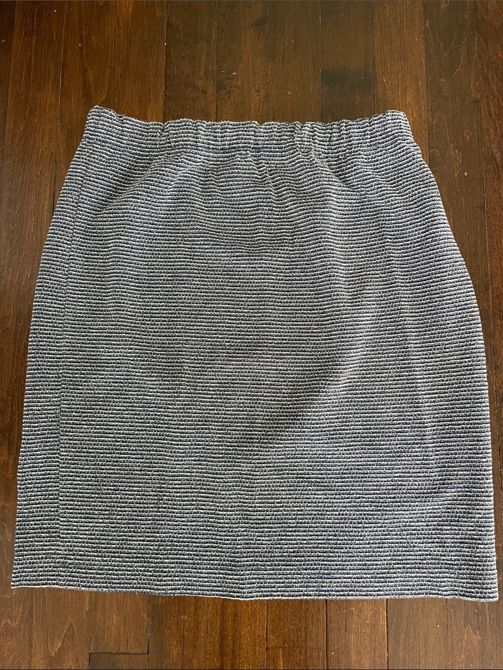 Striped Ribbed Pencil Skirt - Blue & White